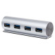 USB-Hub Maiwo KH002 USB 3.0 TYPE-C to 4 USB3.0, blue backlight, cable 0.15m, Silver