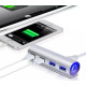 USB-Hub Maiwo KH002 USB 3.0 TYPE-C to 4 USB3.0, blue backlight, cable 0.15m, Silver