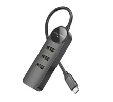 Адаптер Borofone DH6 Erudite 4-in-1 100 Mbps Ethernet Adapter(Type-C to USB2.0*3+RJ45)(L=0.2M) Black