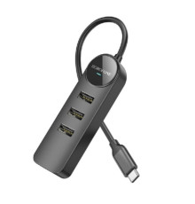 Адаптер Borofone DH6 Erudite 4-in-1 100 Mbps Ethernet Adapter(Type-C to USB2.0*3+RJ45)(L=0.2M) Black