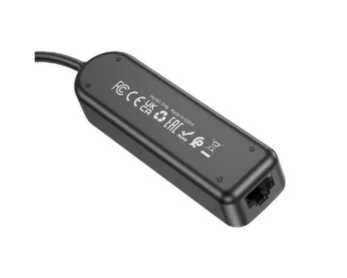 Адаптер Borofone DH6 Erudite 4-in-1 100 Mbps Ethernet Adapter(USB to USB2.0*3+RJ45)(L=0.2M) Black