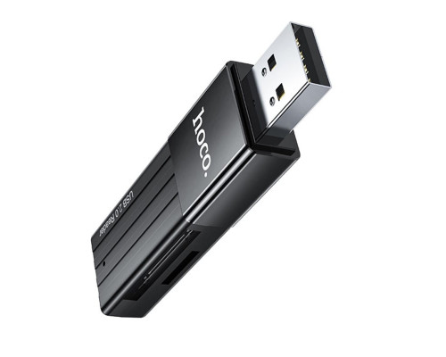 Хаб HOCO HB20 Mindful 2-in-1card reader(USB2.0) Black