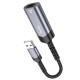 Кабель-перехідник HOCO UA26 USB ethernet adapter(100 Mbps) Metal Gray