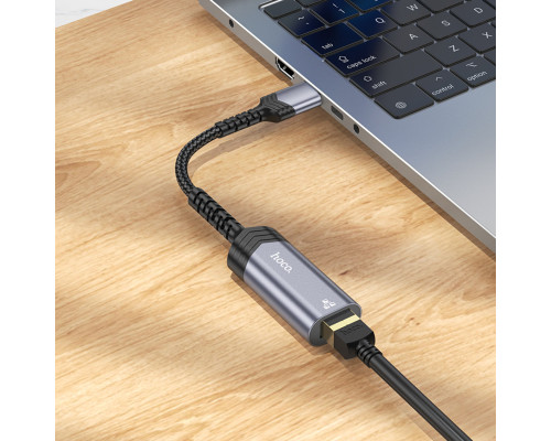 Кабель-перехідник HOCO UA26 USB ethernet adapter(100 Mbps) Metal Gray