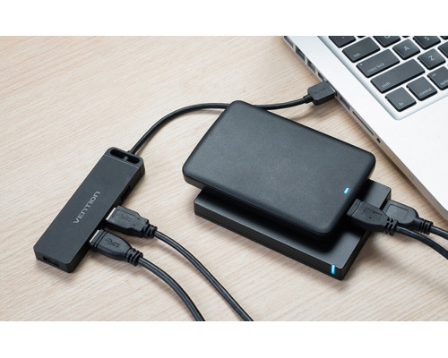 Хаб Vention 4-Port USB 2.0 Hub With Power Supply 0.15M Black (CHMBB)