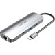 Хаб Vention Multi-function USB-C to HDMI/USB-C Gen 1/USB3.0x2/RJ45/SD/TF/TRRS 3.5mm/PD Docking Station 0.15M Gray Aluminum (TOMHB)