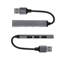 USB HUB Hoco HB26 4 in 1 adapter (USB to USB3.0+USB2.0*3) Metal Gray NBB-140454