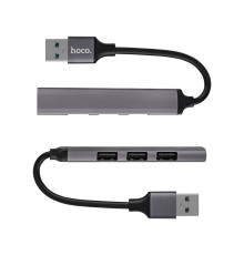 USB HUB Hoco HB26 4 in 1 adapter (USB to USB3.0+USB2.0*3) Metal Gray NBB-140454