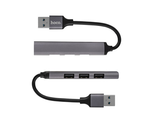 USB HUB Hoco HB26 4 in 1 adapter (USB to USB3.0+USB2.0*3) Metal Gray NBB-140454