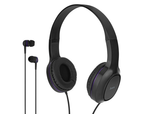 Навушники HOCO W24 Enlighten headphones with mic set Purple (2x1) NBB-139691