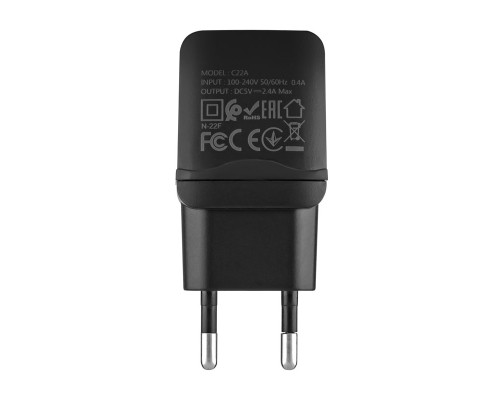 Зарядний пристрій Hoco C22A , USB 2.4A , чорний + (Кабель Micro USB) NBB-128843