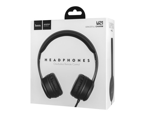 Навушники HOCO W21 Graceful charm wire control headphones Black (Мікрофон) NBB-139693