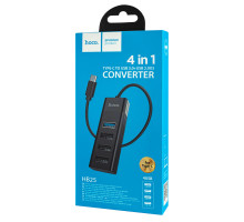 USB HUB Hoco HB25 Easy mix 4-in-1 converter (Type-C to USB3.0+USB2.0*3) Black NBB-139696