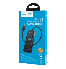 USB HUB Hoco HB25 Easy mix 4-in-1 converter (Type-C to USB3.0+USB2.0*3) Black NBB-139696