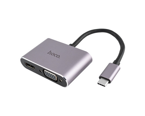 USB HUB Hoco HB30 Eco Type-C multi-function converter (HDTV+VGA+USB3.0+PD) Metal Gray NBB-139698