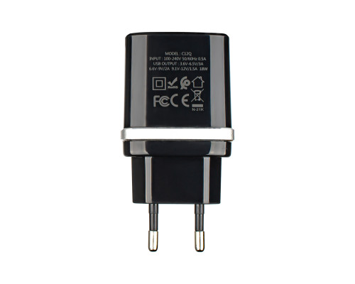 Зарядний пристрій Hoco C12Q, 1USB, QC3.0, чорний NBB-122189