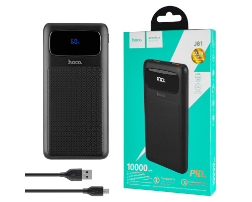 Універсальна мобільна батарея HOCO J81 fully compatible power bank, 10000mAh, Black, 22.5W NBB-132206