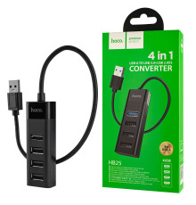 USB HUB Hoco HB25 Easy mix 4-in-1 converter (USB to USB3.0+USB2.0*3) Black NBB-140452