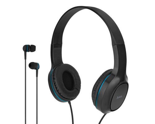 Навушники HOCO W24 Enlighten headphones with mic set Blue (2x1) NBB-139689