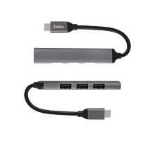 USB HUB Hoco HB26 adapter, Type-C to USB3.0+USB2.0*3, Metal Gray (6931474765482) NBB-140453