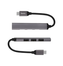 USB HUB Hoco HB26 4 in 1 adapter (Type-C to USB3.0+USB2.0*3) Metal Gray NBB-140453