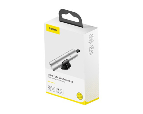 Ніж для ременів безпеки + молоток для скла Baseus Sharp Tool Safety Hammer Silver CRSFH-0S mag-695315621055454482