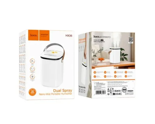 Зволожувач повітря HOCO HX35 Mist 2L double spray humidifier White mag-6942007674577153730