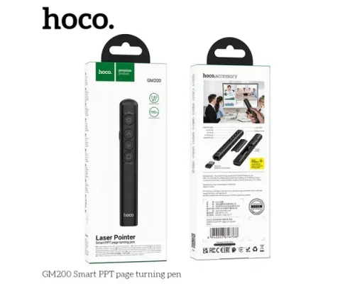 Лазерний пульт HOCO GM200 Smart PPT page turning pen Black mag-6942007616768144014