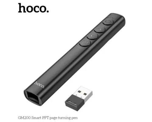 Лазерний пульт HOCO GM200 Smart PPT page turning pen Black mag-6942007616768144014
