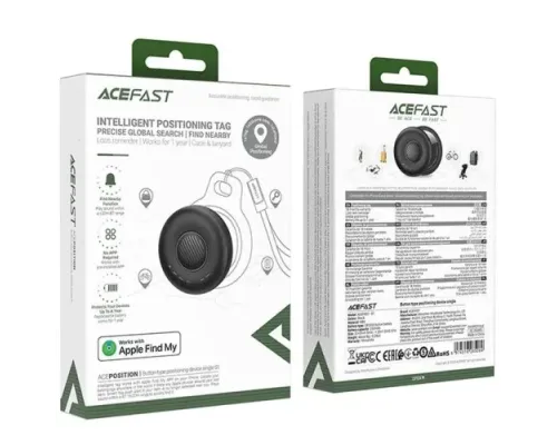 Брелок-анти втрата AСEFAST S1 button type positioning device single Black mag-6974316285069153334