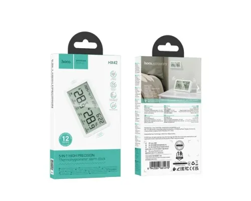 Термометр Hoco HX42 indoor electronic alarm clock thermometer and hygrometer mag-6942007661270144454