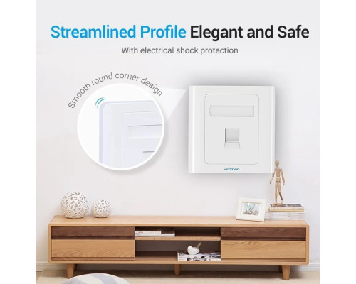 Мережева розетка Vention 1 Port keystone Jack Wall Plate White 86 Type (IFAW0) (IFAW0)