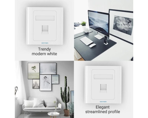 Мережева розетка Vention 1 Port keystone Jack Wall Plate White 86 Type (IFAW0) (IFAW0)