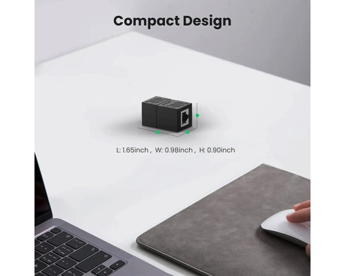 Сплітер UGREEN NW114 RJ45 Network Keystone Jack Inline Coupler Female to Female 1pcs (Black)(UGR-20390) (UGR-20390)