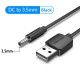 Кабель Vention USB to 3.5mm Barrel Jack 5V DC Power Cable Black 1m (CEXBF) (CEXBF)