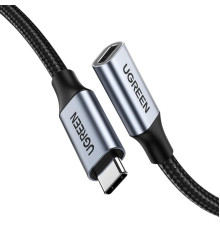 Кабель UGREEN US372 USB-C Male to USB-C Female Gen2 Alu Case Braided Extension Cable 1m (Space Gray)(UGR-30205) (UGR-30205)