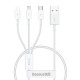 USB Baseus Superior Series Fast Charging Data Cable USB to M+L+C 3.5A 0.5m White P10320105221-01 mag-693217263503954609