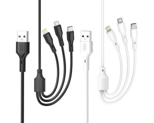 Кабель XO NB230 2.4A Rock series 3 in 1 data cable Чорний mag-6920680833528140334