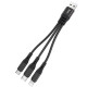 Кабель HOCO X47 3-in-1 Harbor charging cable (Lightning+Micro+Type-C) 2,4A/0,25m. Black mag-6931474727398357