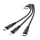 Кабель HOCO X47 3-in-1 Harbor charging cable (Lightning+Micro+Type-C) 2,4A/0,25m. Black mag-6931474727398357
