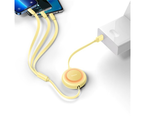 USB кабель Baseus Bright Mirror 2 Series 3-in-1 USB to M+L+C 3.5A 1.1m Yellow CAMJ010011 mag-693217260906154613
