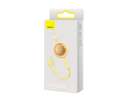 USB кабель Baseus Bright Mirror 2 Series 3-in-1 USB to M+L+C 3.5A 1.1m Yellow CAMJ010011 mag-693217260906154613