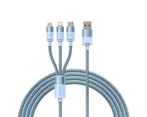 USB Baseus StarSpeed 1-for-3 Fast Charging Data Cable USB to M+L+C 3.5A 1.2m Blue CAXS000017 mag-693217262227555968