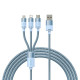 USB Baseus StarSpeed 1-for-3 Fast Charging Data Cable USB to M+L+C 3.5A 1.2m Blue CAXS000017 mag-693217262227555968