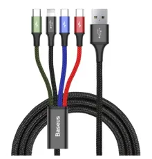 USB кабель Baseus Fast 4-in-1 Cable For lightning+Type-C(2)+Micro 3.5A 1.2M Black CA1T4-B01 деф пак mag-2000001654958145660