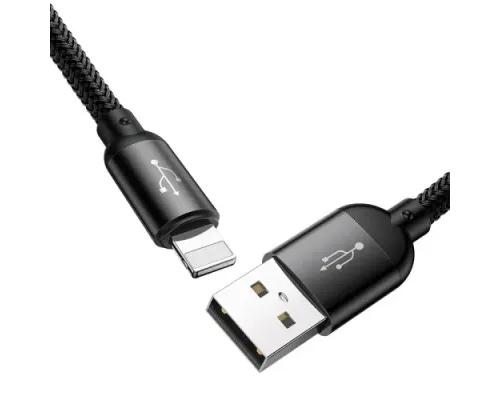 USB кабель Baseus Three Primary Colors 3-in-1 Cable USB For M+L+T 3.5A 1.2M Black CAMLT-BSY01 mag-6953156273948151575