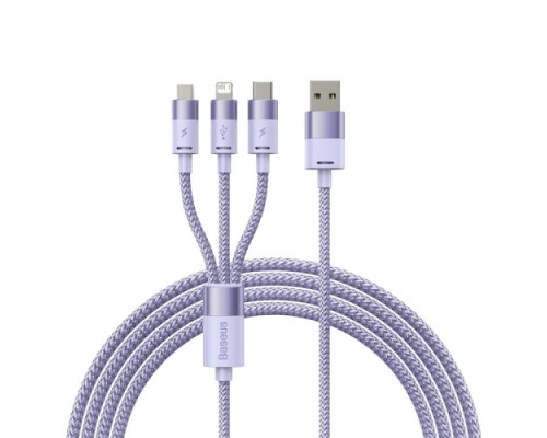 USB Baseus StarSpeed 1-for-3 Fast Charging Data Cable USB to M+L+C 3.5A 1.2m Purple CAXS000005 mag-693217262228255969