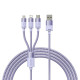 USB Baseus StarSpeed 1-for-3 Fast Charging Data Cable USB to M+L+C 3.5A 1.2m Purple CAXS000005 mag-693217262228255969