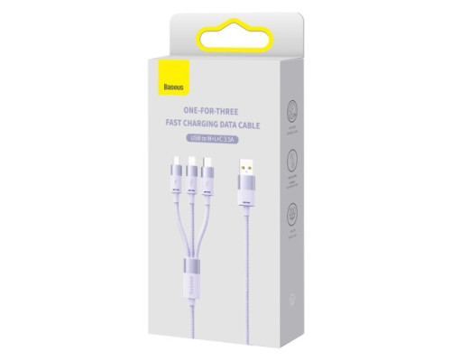 USB Baseus StarSpeed 1-for-3 Fast Charging Data Cable USB to M+L+C 3.5A 1.2m Purple CAXS000005 mag-693217262228255969