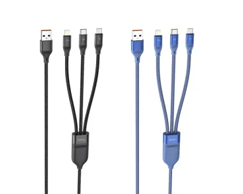 Кабель HOCO U104 3-in-1 Ultra fast charging cable(iP+Type-C+Micro) 6A/1,2m Black mag-6931474755933143982